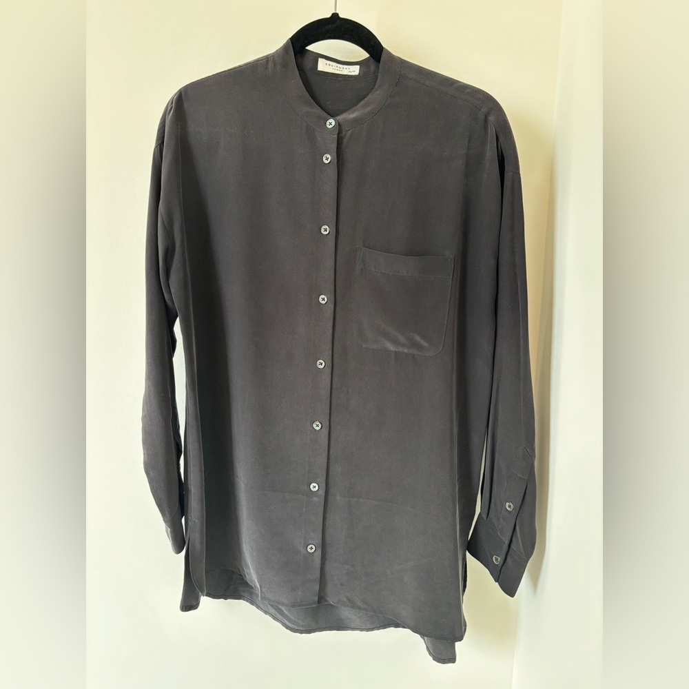 Equipment 100% Black Silk Top XS